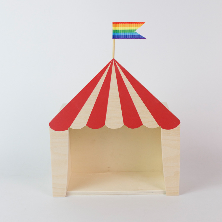 nordisch Kindergarten Holz Zirkus Kabine Haus Regal Ornamente Hängende Lagerung Kasten Kinderzimmer Dekoration Schreibtisch Zauberstab Dekor Gestell: L 30x34x9CM / rot