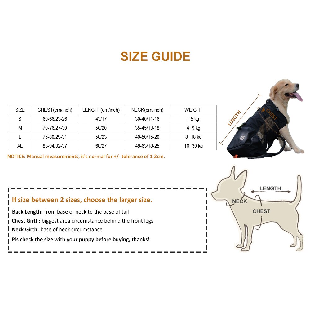 Hondendraagtas, rugzak, hoofdtas voor grote honden, retriever, franse bulldog, buitenfiets, wandel- en reistassen, s-xl
