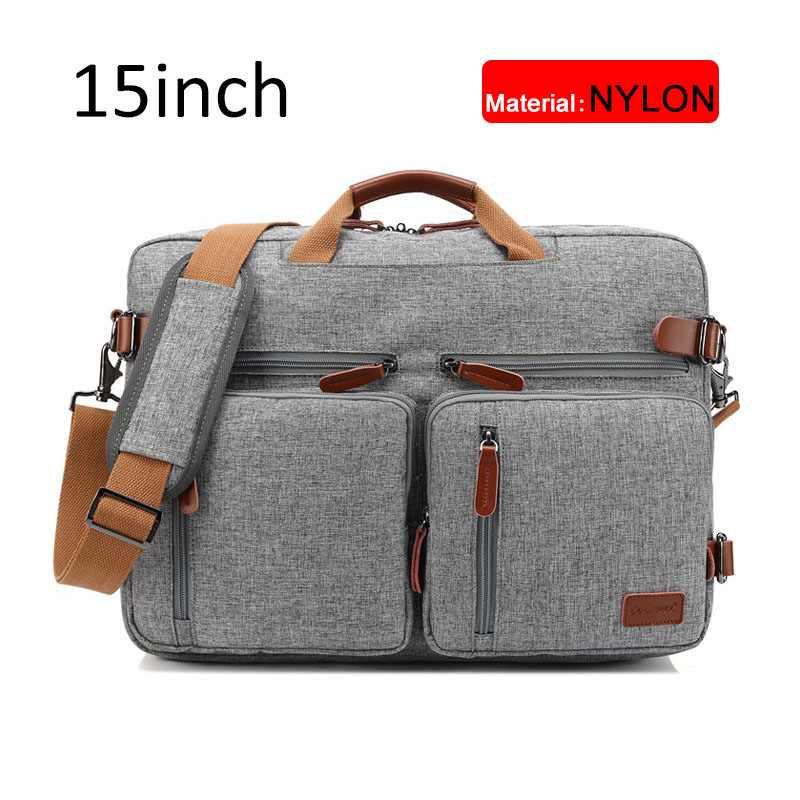 17 Inch Convertible Aktetas Mannen Zakelijke Handtas Messenger Tas Toevallige Laptop Multifunctionele Reistassen Voor Man Grote XA161ZC: Gray nylon 15 inch