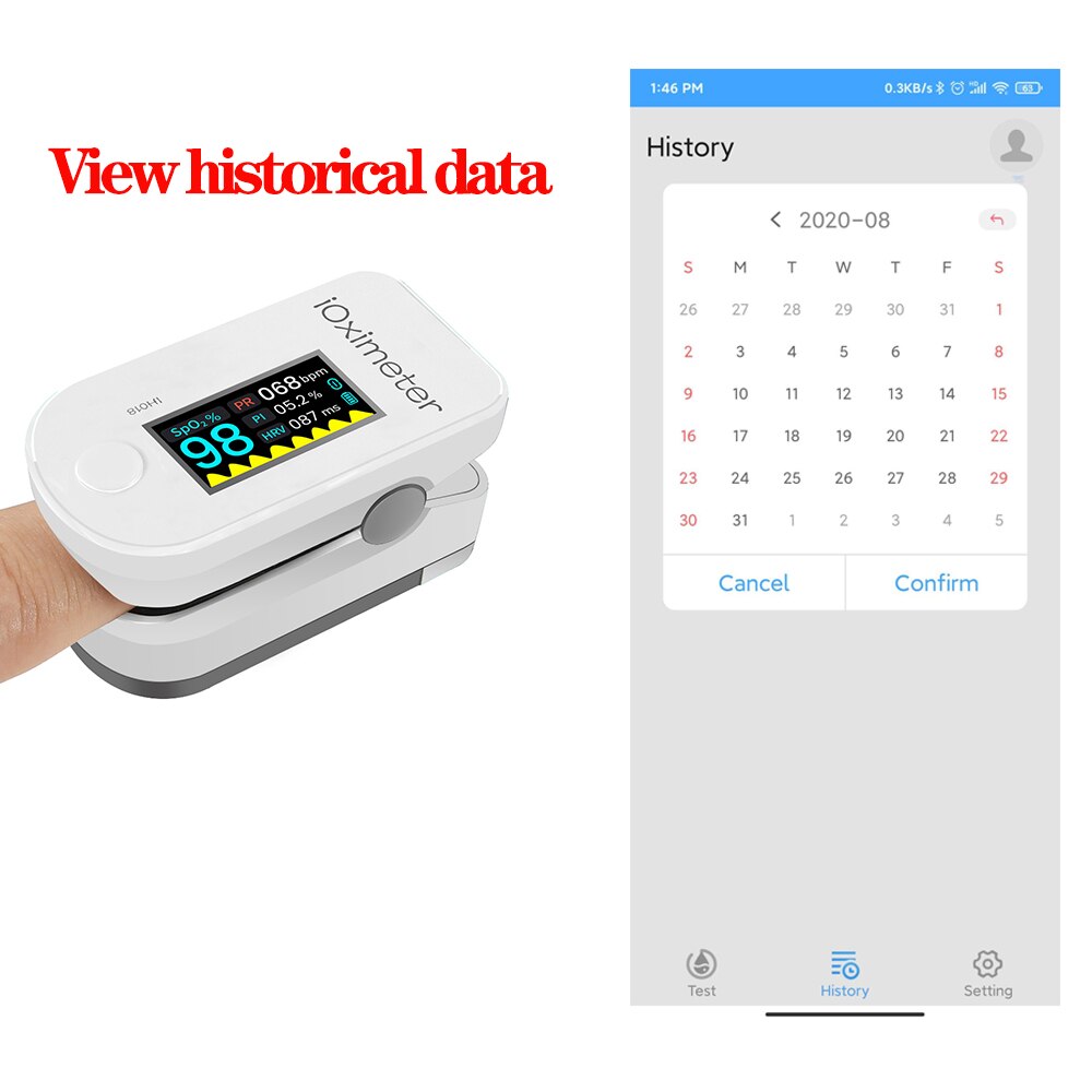 Ips digital bluetooth fingerspids pulsoximeter hrv spo 2 pr puls variabilitet blod iltmåler puls mætning monito