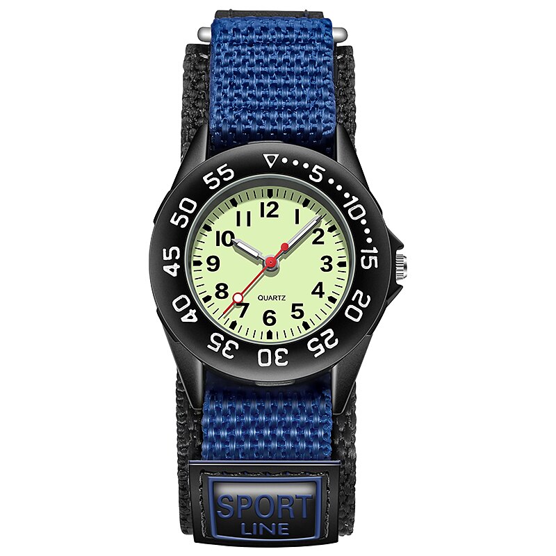 Lunette rotative de 31mm, cadran lumineux, sangles en Velco NATO, mouvement à Quartz, pour enfants: Dark Blue