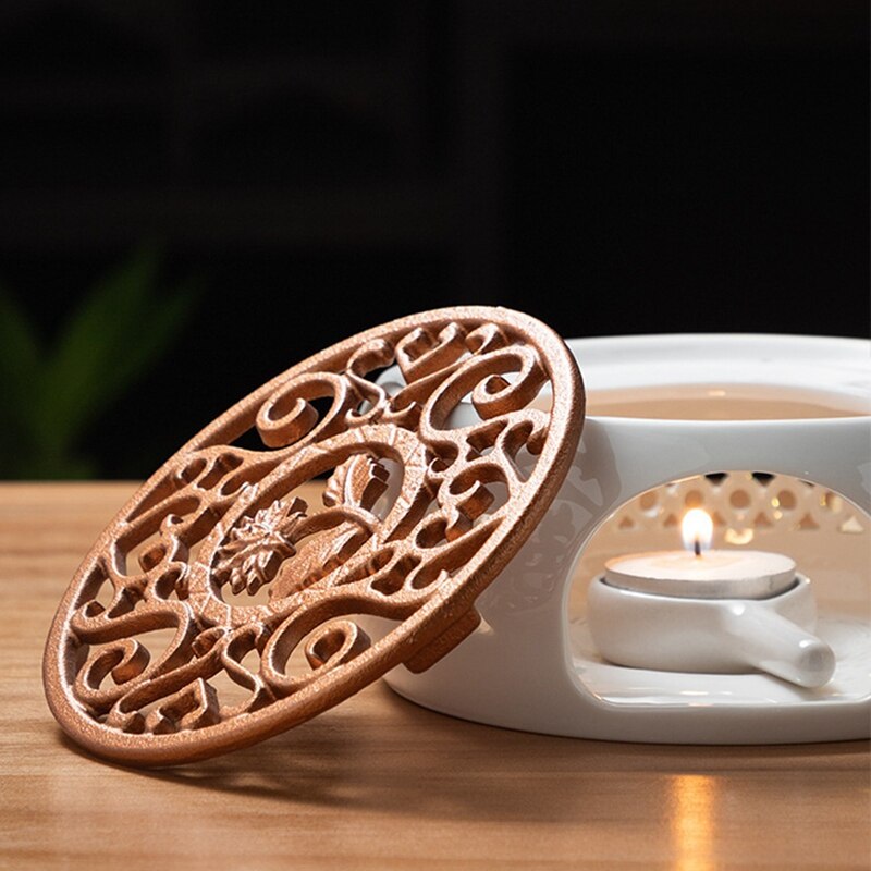 Ceramic Teapot Warmer Holder Base Tea Warmer Insulation Base Tea Coffee Water Warmer Candle Heating Base Holder Teaware