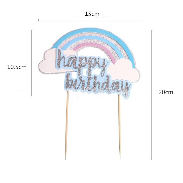 Cake Topper Rainbow Cake Flag Happy Birthday Cake Topper Dessert Decoration for Birthday Party Lovely