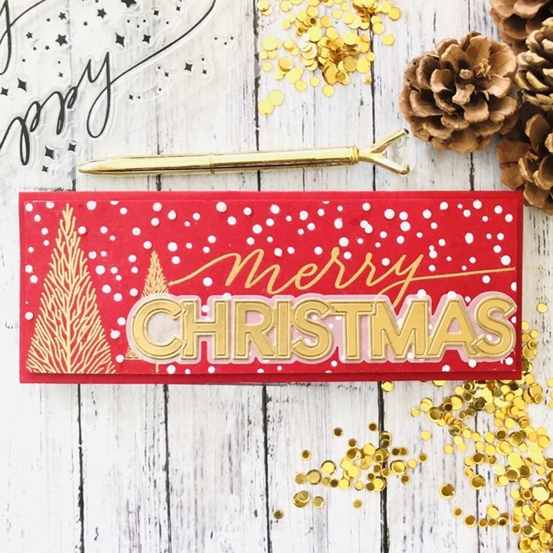 Ch presell slimline natal corte de metal dados 3d diy scrapbooking carbono afiada artesanato morrer foto cartões de convite decoração