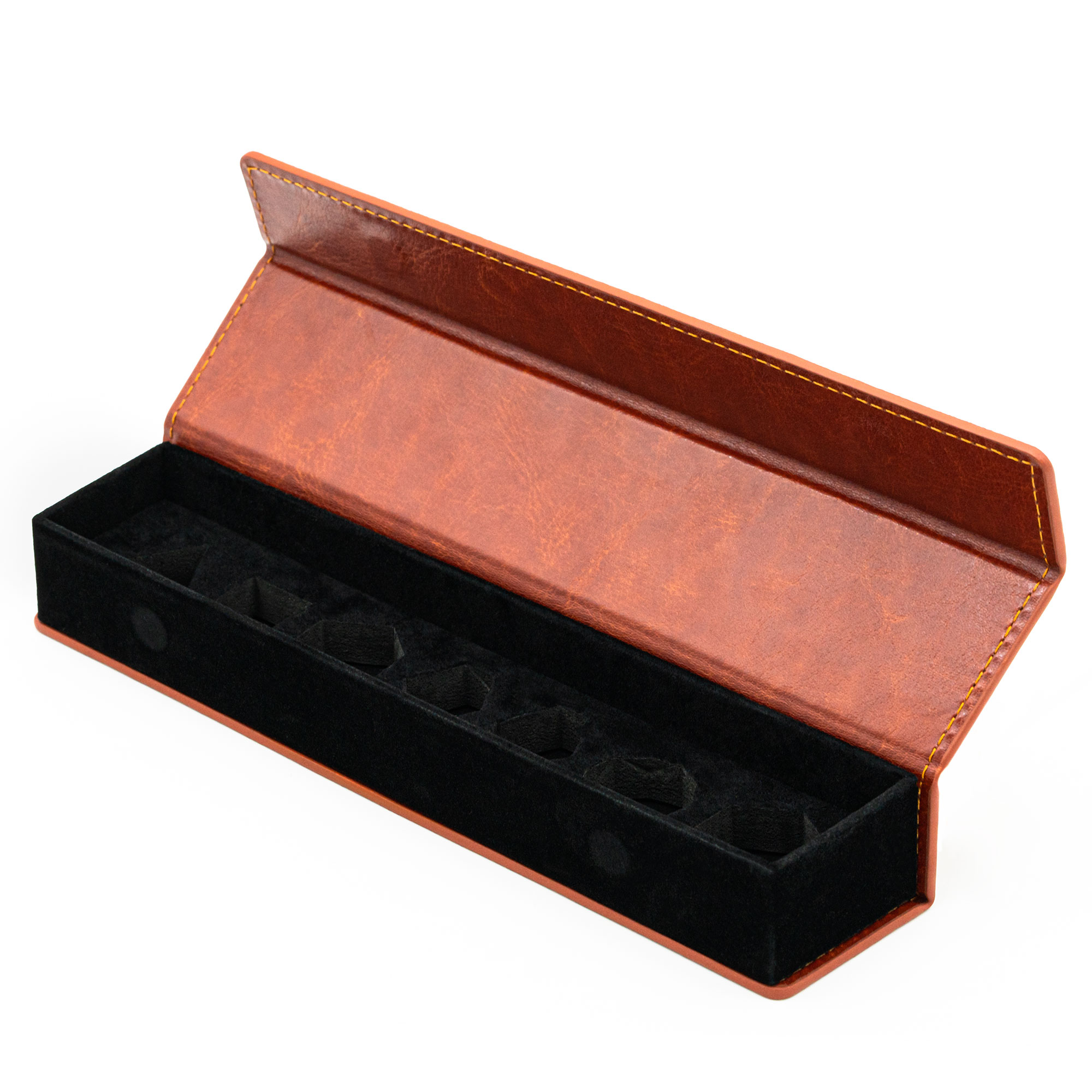 Cusdie capa de dado de couro para 7 peças, para não-idioma, caixa de armazenamento, para 16mm, suporte de dados, para jogos de tabuleiro: Brown Cuboid
