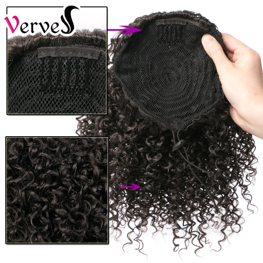 VERVES Lockige Pferdeschwanz Haarteil Mit Gummi 10&#39;&#39; häkeln geflecht Band haar Chignon Synthetische Pferdeschwanz Haar Verlängerung mit Clip-in