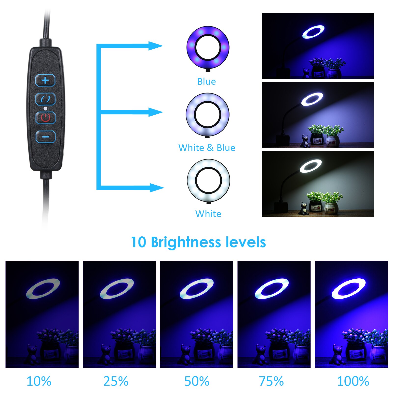 Usb  dc 5v 7w 18 led akvaario valo kalapurkki puristin pidike katselulamppu 3 väriä himmennettävä joustava joustava taitettava taitettava putki kannettava