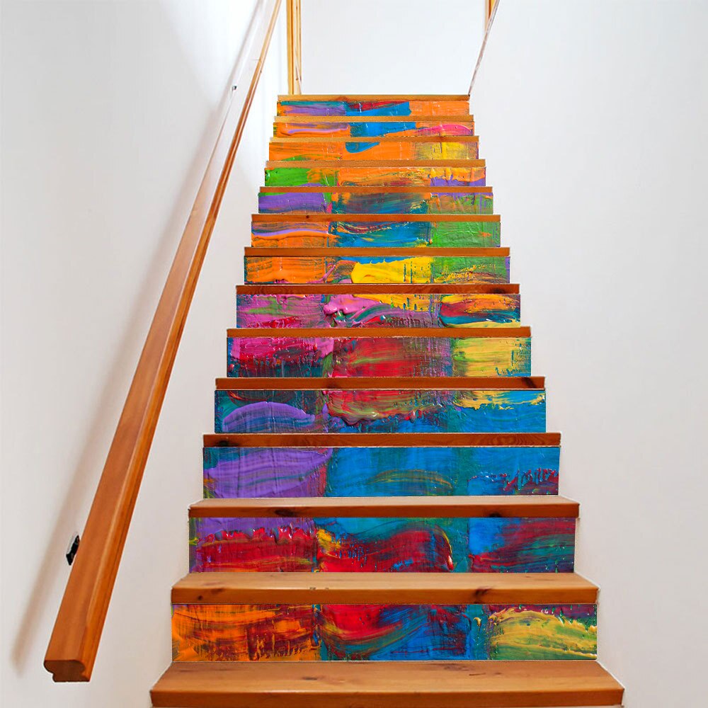Abstract Art Painting Vinyl Staircase Sticker For House Stairs Decoration DIY Wall Stickers Waterpoof Peel &amp; Stick PVC Wallpaper