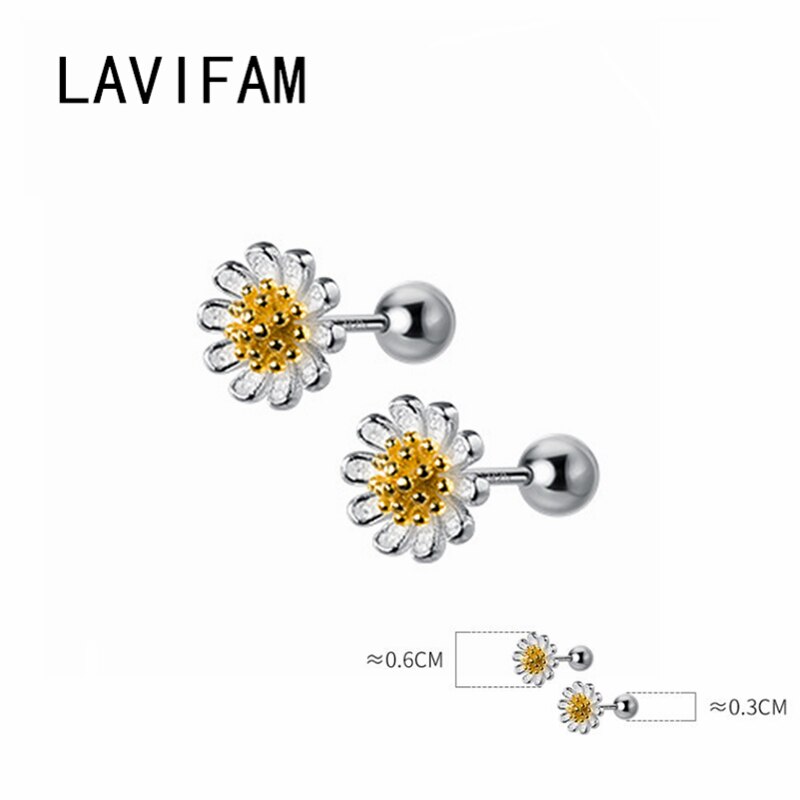 Mooie 925 Sterling Zilver Kleine Daisy Bloem Zilveren Kralen Stud Oorbellen Voor Vrouwen Meisjes Schroef Terug Oorbellen Charmant Sieraden