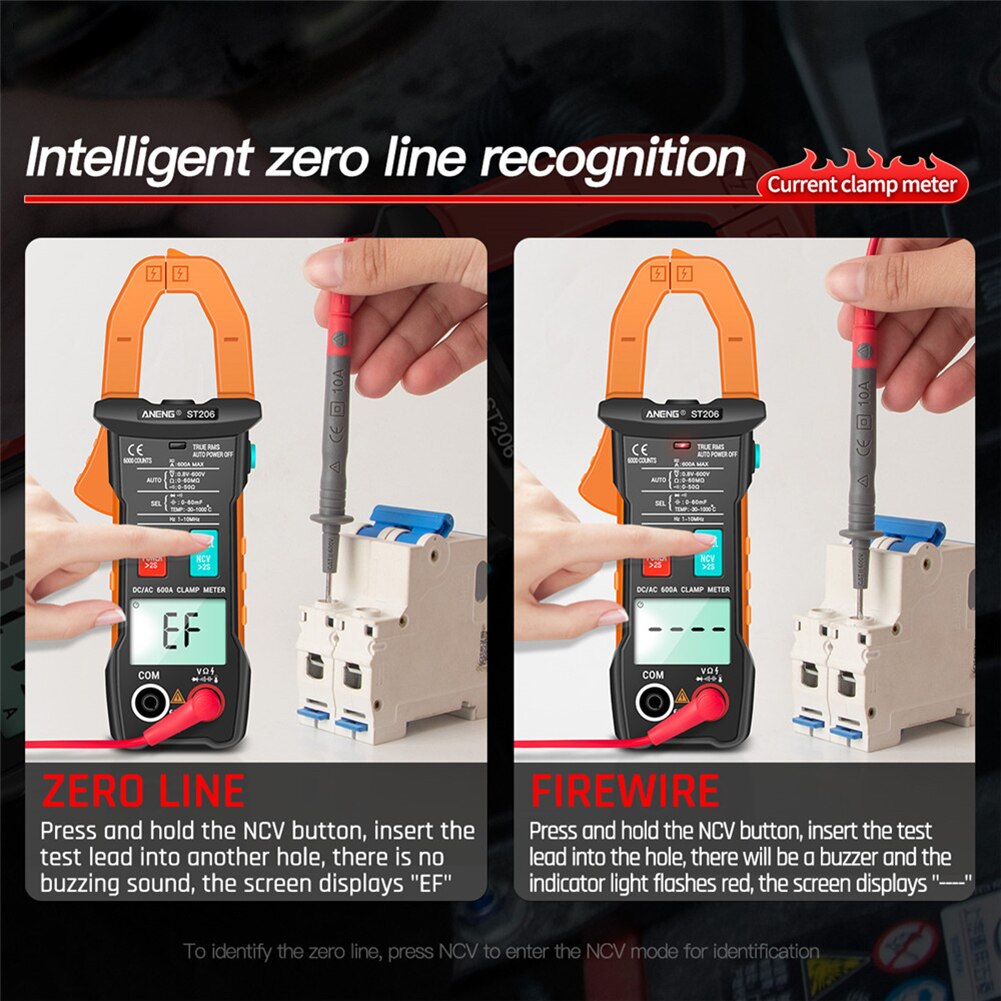 ST206 Digitale Multimeter Power Meter 6000 Graven Auto Range Ac/Dc Stroom Spanning Transistor Tester
