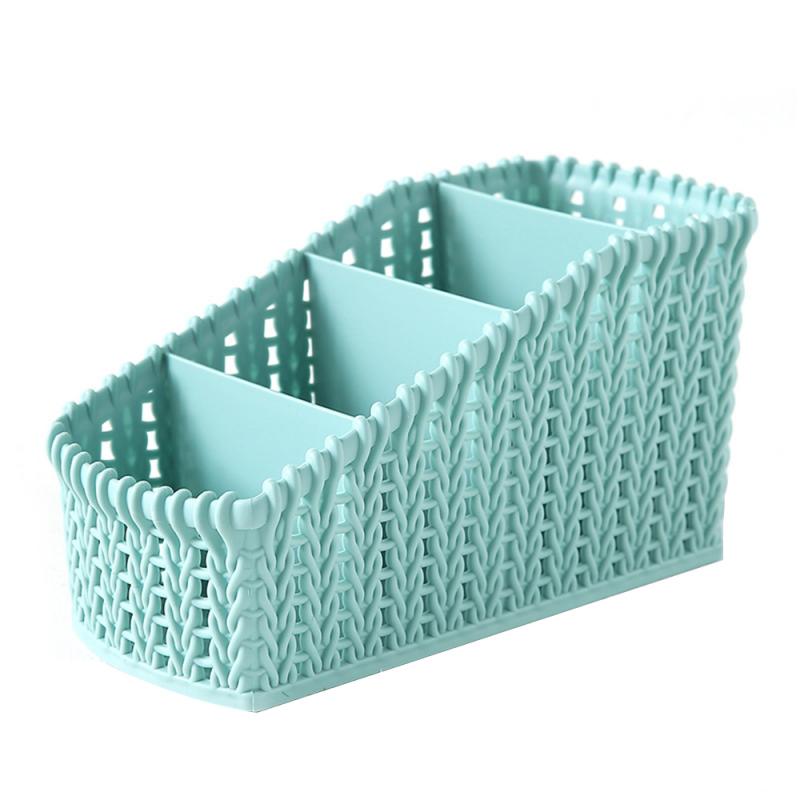 Caja organizadora de maquillaje de plástico contenedor de almacenamiento de cosméticos cestas de mimbre de escritorio varias cajas de maquillaje para Baño
