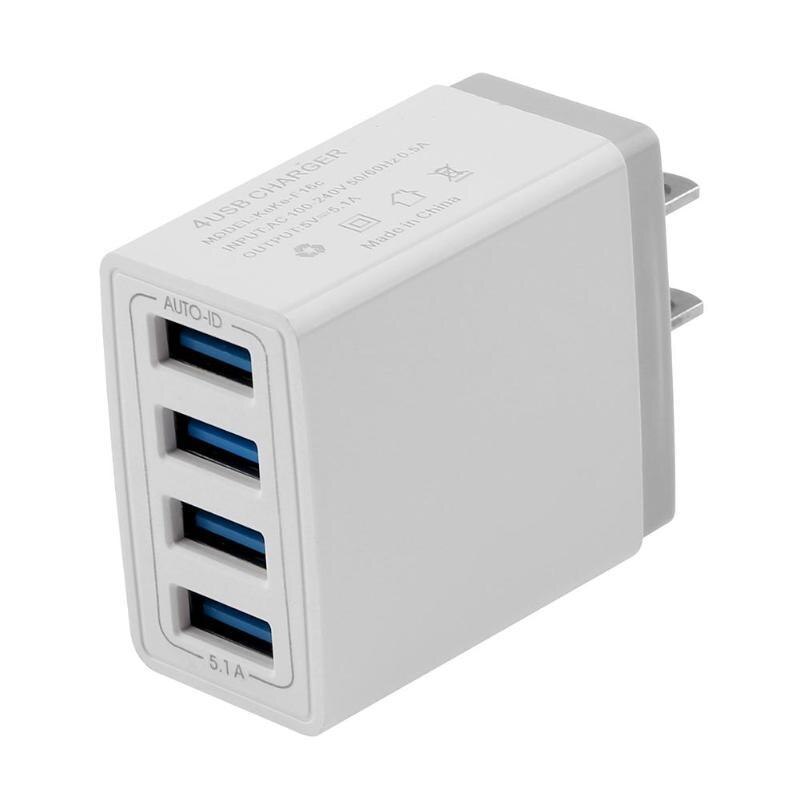 4 Poorten Usb Charger Adapter 5V Eu Plug Mobiele Telefoon Universele Usb Travel Charger Met Indicatielampje Mobiele Telefoon accessoires: US white