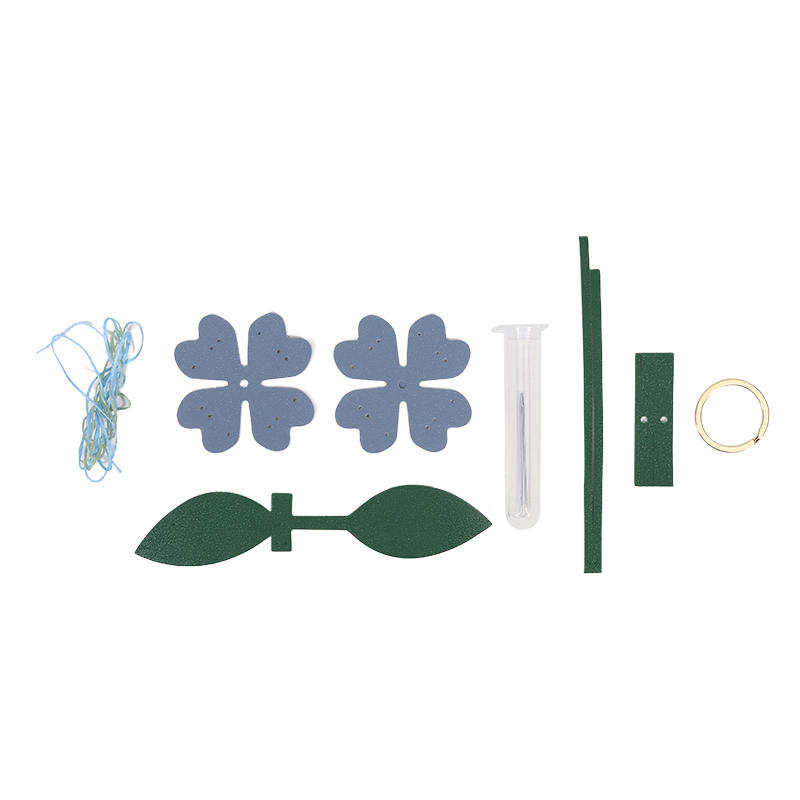 Elegante lederen accessoire handgemaakte lederen bloemen Ringen met de hand versierd Hangeraccessoire voor gebruik Gewone sleutelgereedschap: Blauw