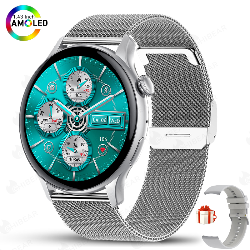 Nowy smartwatch 2025 z ekranem prawdziwy AMOLED HD, monitorowaniem zdrowia kobiet, sterowaniem głosowym AI, połączeniami Bluetooth, kompatybilny z Androidem i iOS.: Czerwony