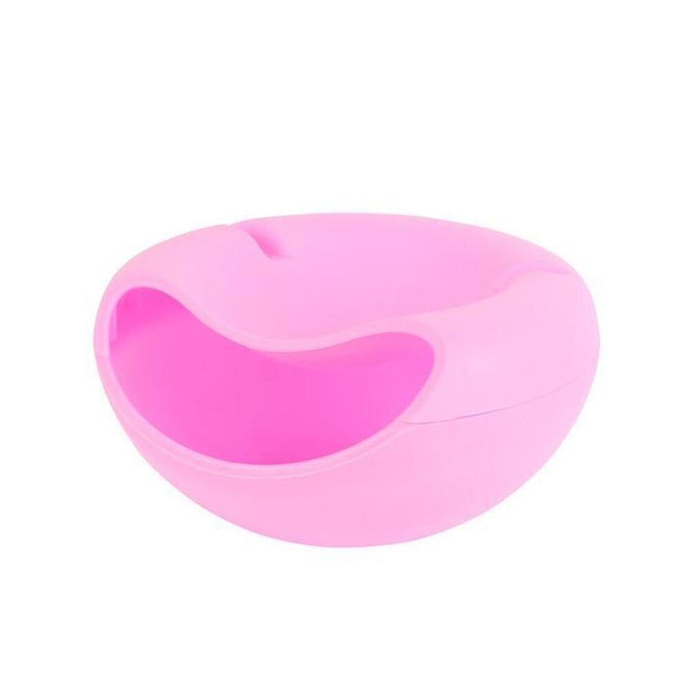 Creatieve Lui Snack Kom Plastic Double-Layer Snack Opslag Chase Mobiele 4 Kleuren Kom Kom Artefact Doos Telefoon Beugel fruit L4B1: Pink