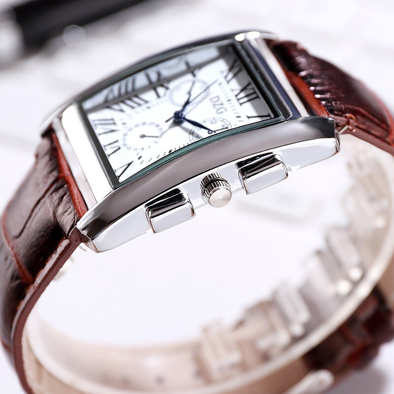 Reloj cuadrado DZG para hombre, reloj de pulsera de cuero de cuarzo resistente al agua, reloj para hombre, reloj Masculino, hodinky erkek kol saati