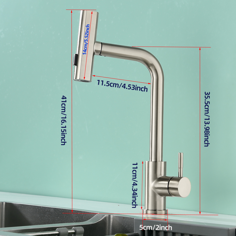 Baokemo stainless steel pull down water tap Single Handle sink three-in-one And Cold kitchen faucet