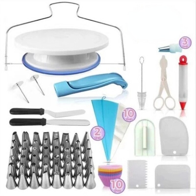 Pastry Nozzle Confectionery Cake Decorating Tools Turntable Non-stick Candy Piping Nozzle Silicone Scraper Baking Pastry Tools: 87pcs
