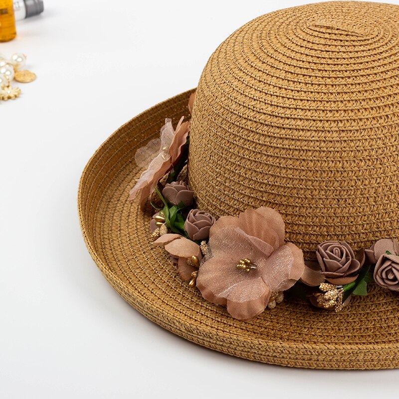 HSS Novo Guirlanda de flores Chapéus De Palha Senhora praia verão Chapéu chapéu de Sol Das Mulheres 2018 Moda Viagem Arco Chapéus