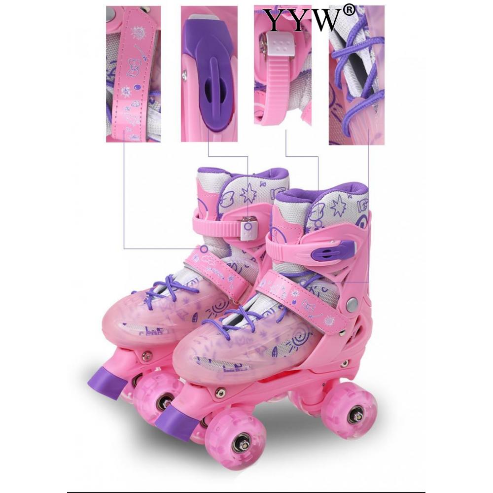 Children Roller Skates Outdoor Beginner Sliding Quad Sneakers 4 Wheels 2 Row Line Gym Sports Skating Shoes Girls Women Kids