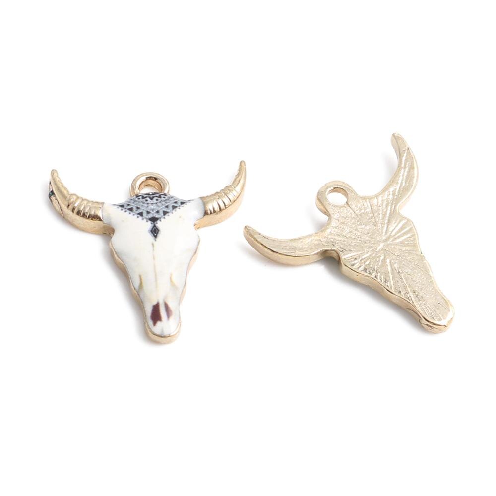résultats faits à la main en alliage de Zinc pendentif à breloques vache Animal plaqué or émail noir et blanc pour bijoux bricolage, 10 pièces