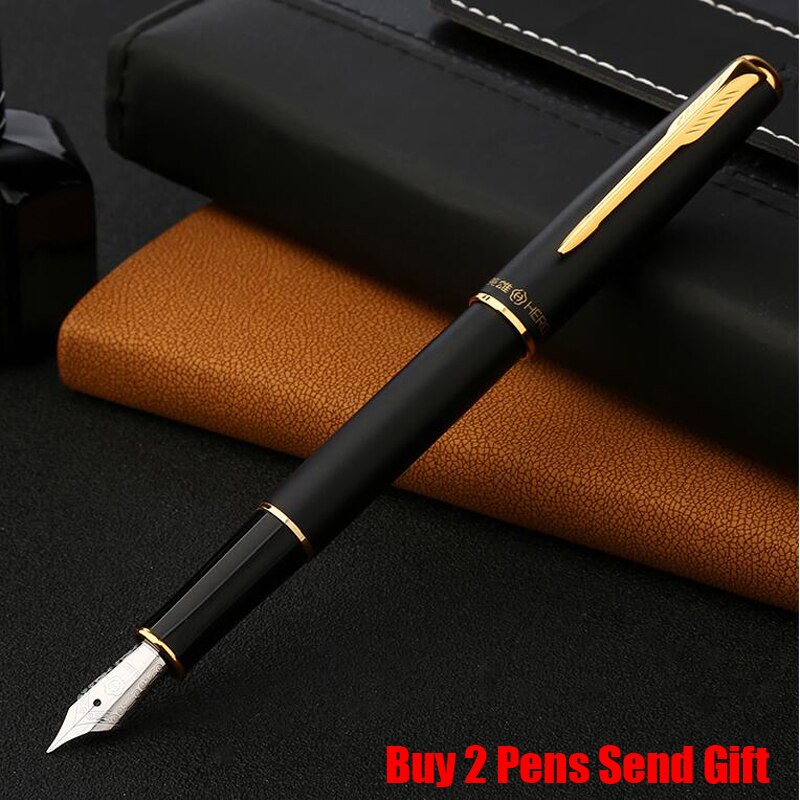 Brand Hero 5020 Metal Ink Fountain Pen Writing Signature Pen Buy 2 Pens Send: Matte Black No Box
