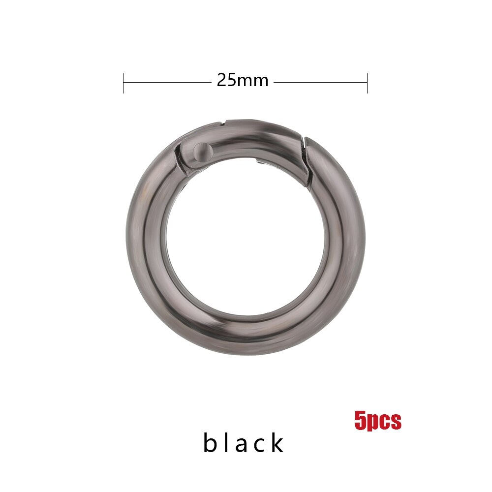 2 uds. De hebillas de aleación de Zinc para bolsos, hebillas redondas plateadas de resorte para puertas, Clips de mosquetón para bolsos, ganchos a presión, accesorios para bolsos: Black 25mm