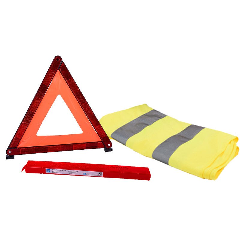 Car Emergency Warning Triangle With Reflective Jacket Breakdown Warn Safety Auto Folding Stop Sign Road Reflector Car Accessorie