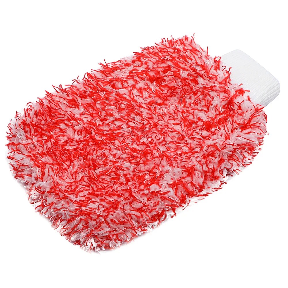 Guantes de lavado de coches, guante de limpieza de terciopelo Coral de agua fuerte de microfibra, herramientas de limpieza de eliminación de polvo engrosadas suaves, accesorios para coche: Verde