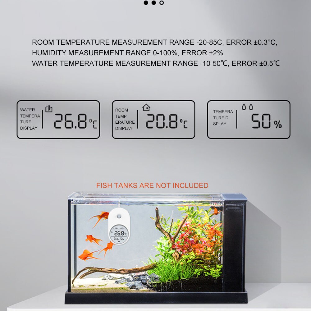 Adhesive Fish Tank Alarm Mini Aquarium Thermometer With Probe High Accuracy Home Water Room Temperature LCD Display 3 In 1