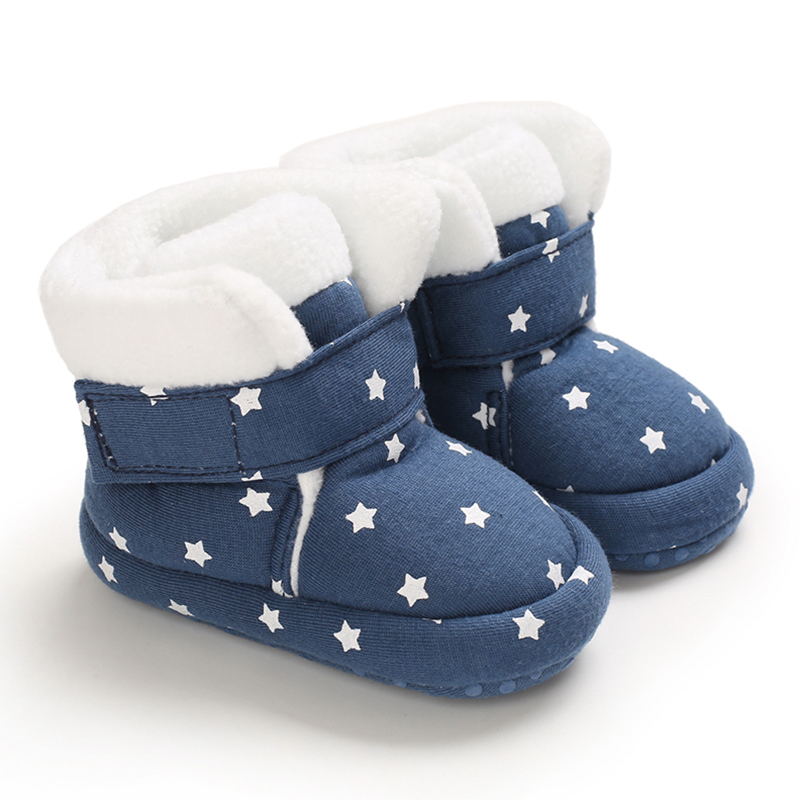 Beckior Baby Winter Leuke Schoenen Meisjes Lopen Laarzen Jongens Ster Enkel Schoenen Peuters Comfort Soft Pasgeborenen Warme Gebreide Booties: Blauw / 0-6 months