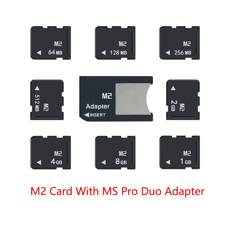 Tarjeta de memoria M2 para teléfono y cámara, 64MB, 128MB, 512MB, 1GB, 2GB, 4GB, 8GB, con adaptador MS Pro Duo