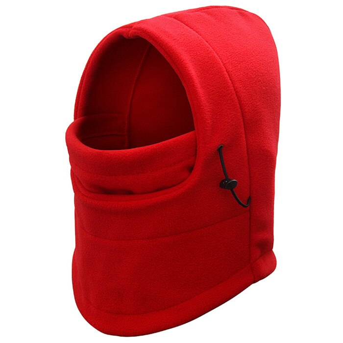 Thermal Fleece Balaclava Hat Hooded Neck Warmer Winter Sports Face Mask for Men Bike Helmet Beanies Masked cap: red
