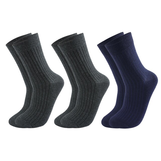Chaussettes en coton pour hommes, lot de 3 paires, chaussettes longues et chaudes, décontractées, à rayures noires, respirantes, douces, de: 16