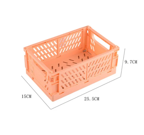 Faltbare Aufbewahrungskiste aus Kunststoff, zusammenklappbarer Boxkorb, stapelbar, niedlicher Make-up-Schmuck, Spielzeugboxen für Aufbewahrungsbox, Organizer, tragbar: YELLOW