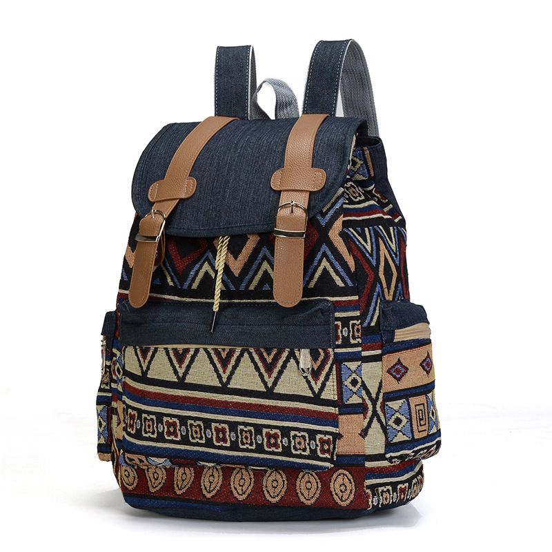 Kvinder lærred vintage rygsæk etniske rygsække boheme rygsæk skoletaske
