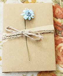 Kraft Paper Envelopes with kraft insert card flower, Wedding Invitations, Teachers' Day Card,Business Card Envelopes 10set/lot: Blue Daisy / Small size