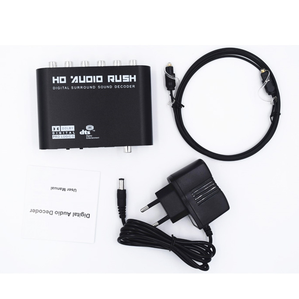 5.1CH Digitale Audio Decoder Converter Spdif Coaxiale Rca Dts AC3 Optische Digital Sound Decoder Versterker Voor PS3 Hd XBOX360: With EU Plug