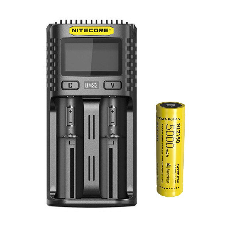 NITECORE UMS2 USB Dual-slot Intelligent Battery Charger + NITECORE 21700 Li-ion Rechargeable battery NL2150 5000mAh 3.6V 18Wh: UMS2 NL2150