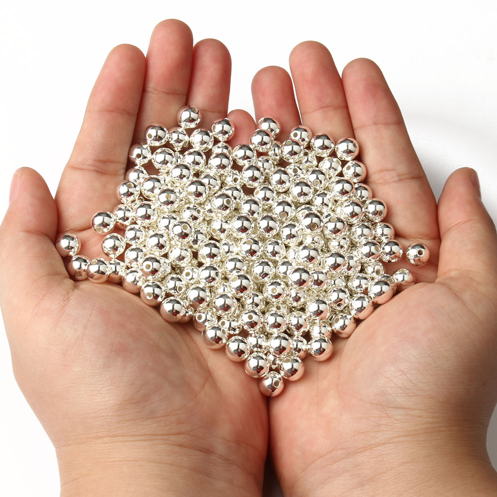 3/4/6/8/10/12mm Ronde Spacer Kralen CCB Goud Zilver Kleur Gladde losse Bal Kralen voor Armband DIY Sieraden Maken Accessoires: green / 7MM