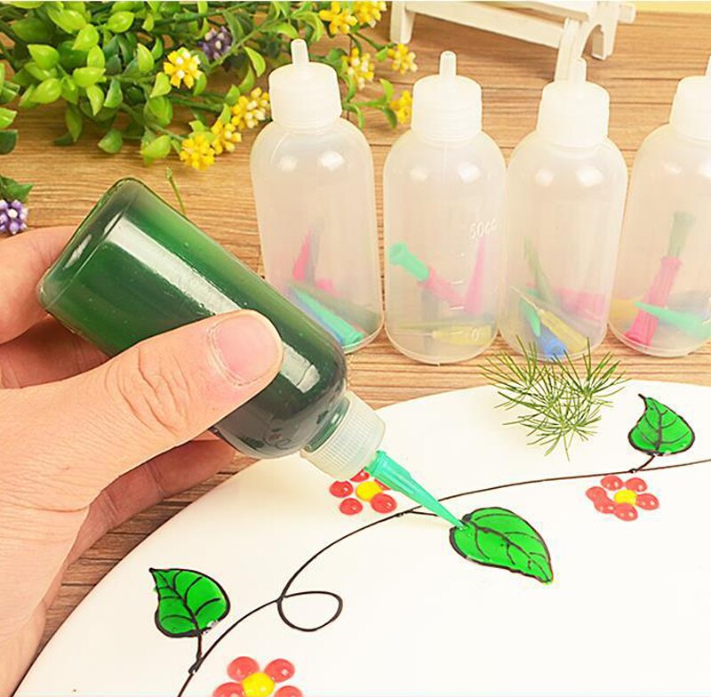 5PCS Jam Painting Pot Squeeze Bottles Coffee Drawing Tools Cake Dishes Sauce Writing Pendulum Plate Decoration Kitchen Supplies