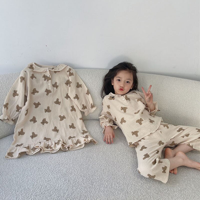 MILANCEL 2022 primavera nuovi pigiami per bambini biancheria da notte per bambina camicia da notte a maniche lunghe pigiama per ragazze coreane pigiama per bambini di moda