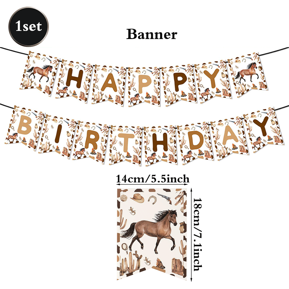 Cowboy Party Decorations Tableware Tablecloth Banner Cowboy Hat Boot Horse Balloons Wild West Cowboy Birthday Rodeo Party Favors: Light Grey