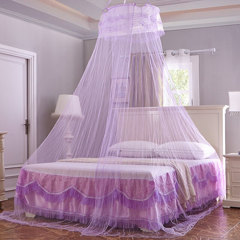Mosquiteras de techo redondas, No se instalan, cifrado, anti-mosquitos, elevador: Light purple