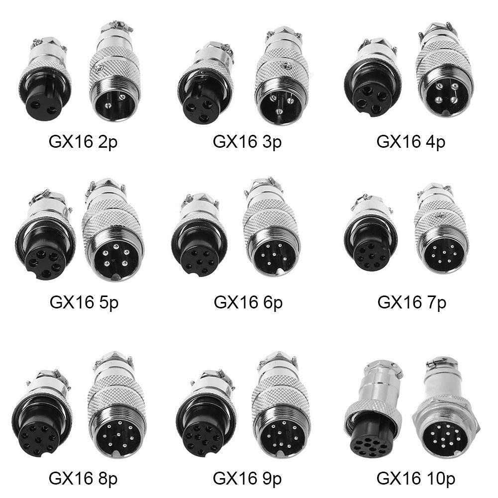5Pair GX16 Aviation Plug Male&Female Wire Panel Metal Connector 2/3/4/5/6/8/9 Pin + Waterproof Rubber