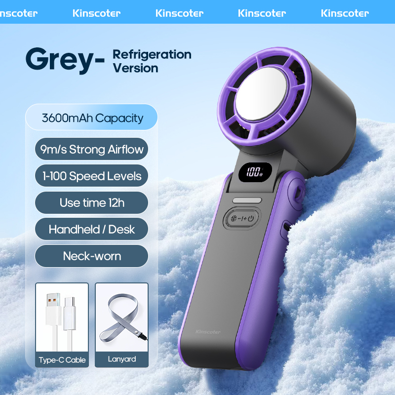 KINSCOTER-ventilador portátil plegable para exteriores, miniventilador Turbo de alta velocidad, recargable, 3600mAh, 100 niveles, Control libre: Blanco