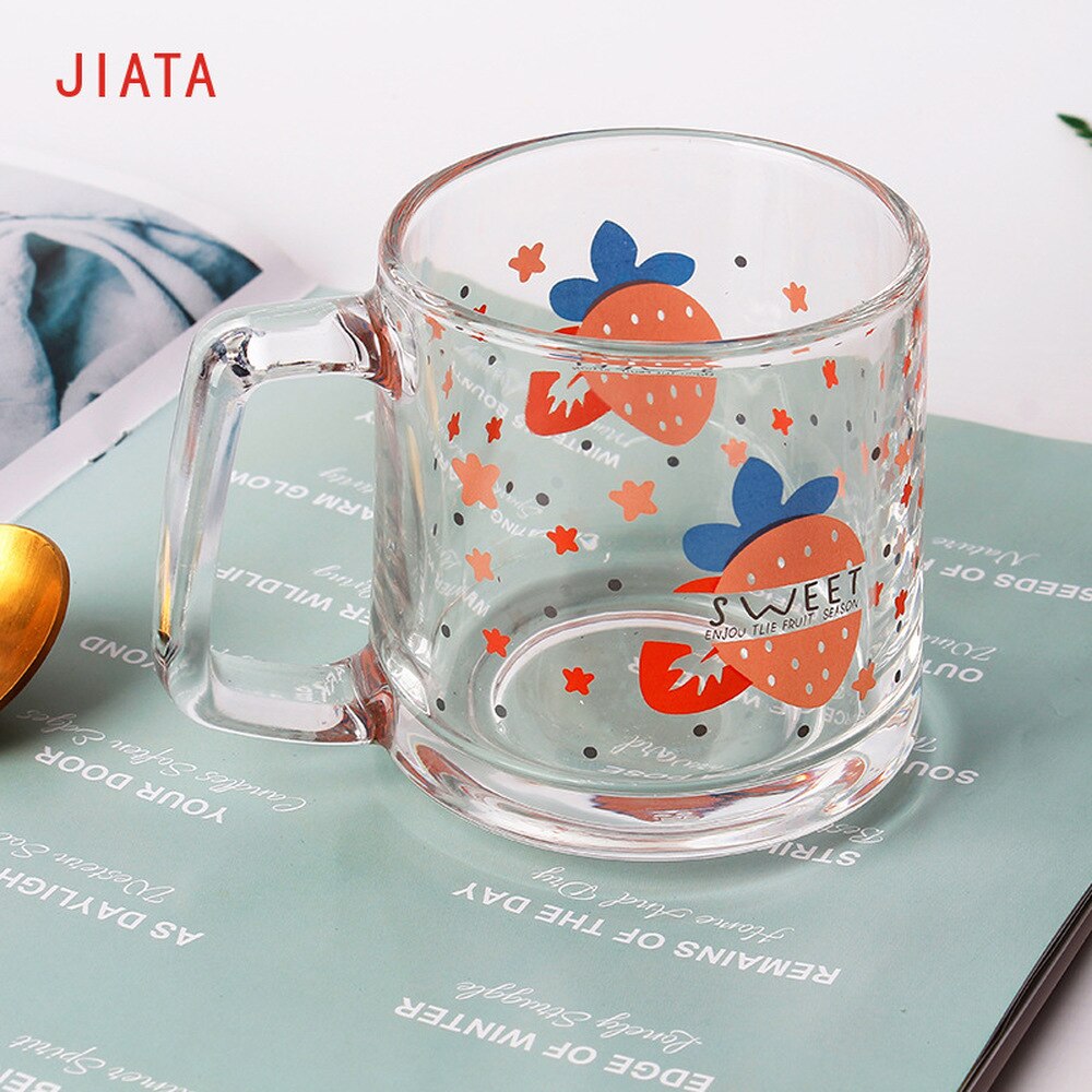 1Pc 2Pc 4Pc Kleine Verse Ins Wind Hand Cup Aardbei Tulpen Daisy Print Melk Cup Warmte-Slip Water Beker Thuis