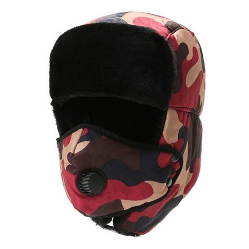 Thicken Mannen Vrouwen Winter Outdoor Warm Houden Oor Bescherming Fietsen Ski Bomber Cap Plus Fluwelen Wol Camo paar Hoed Gorra