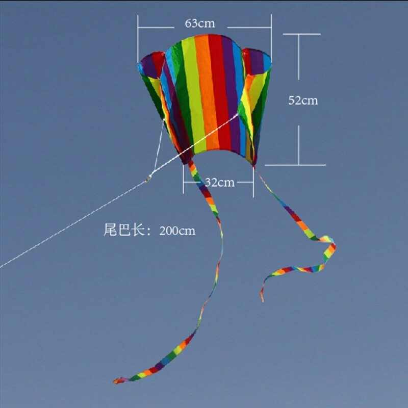 Regenboog parafoil vlieger met staarten zacht vlieger speelgoed geef 30m vliegerlijn  m89c