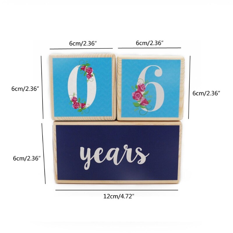 Wooden Baby Age Milestone Blocks Keepsake Baby Photo Prop Baby Educational Toy F3ME